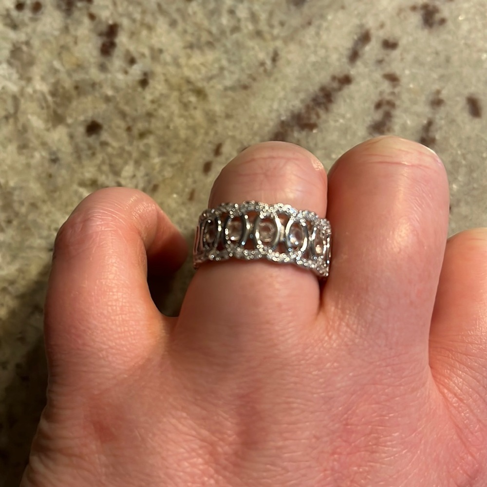 Sterling silver lab created morganite size 7